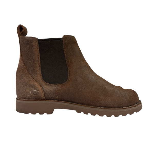 UGG Callum Chelsea Brown Leather Ankle Slip On Boots Size W6‎  Y4 - Picture 1 of 11